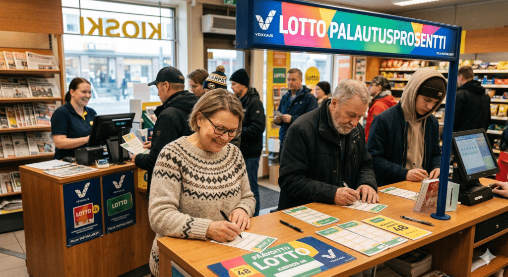 ihmiset pelaamassa lottoa